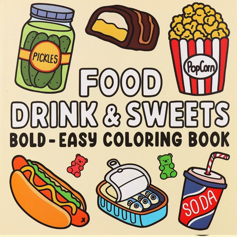 Food And Snacks Coloring Book Bold And Easy - Voedseldrankjes en desserts Kleurboek voor volwassenen