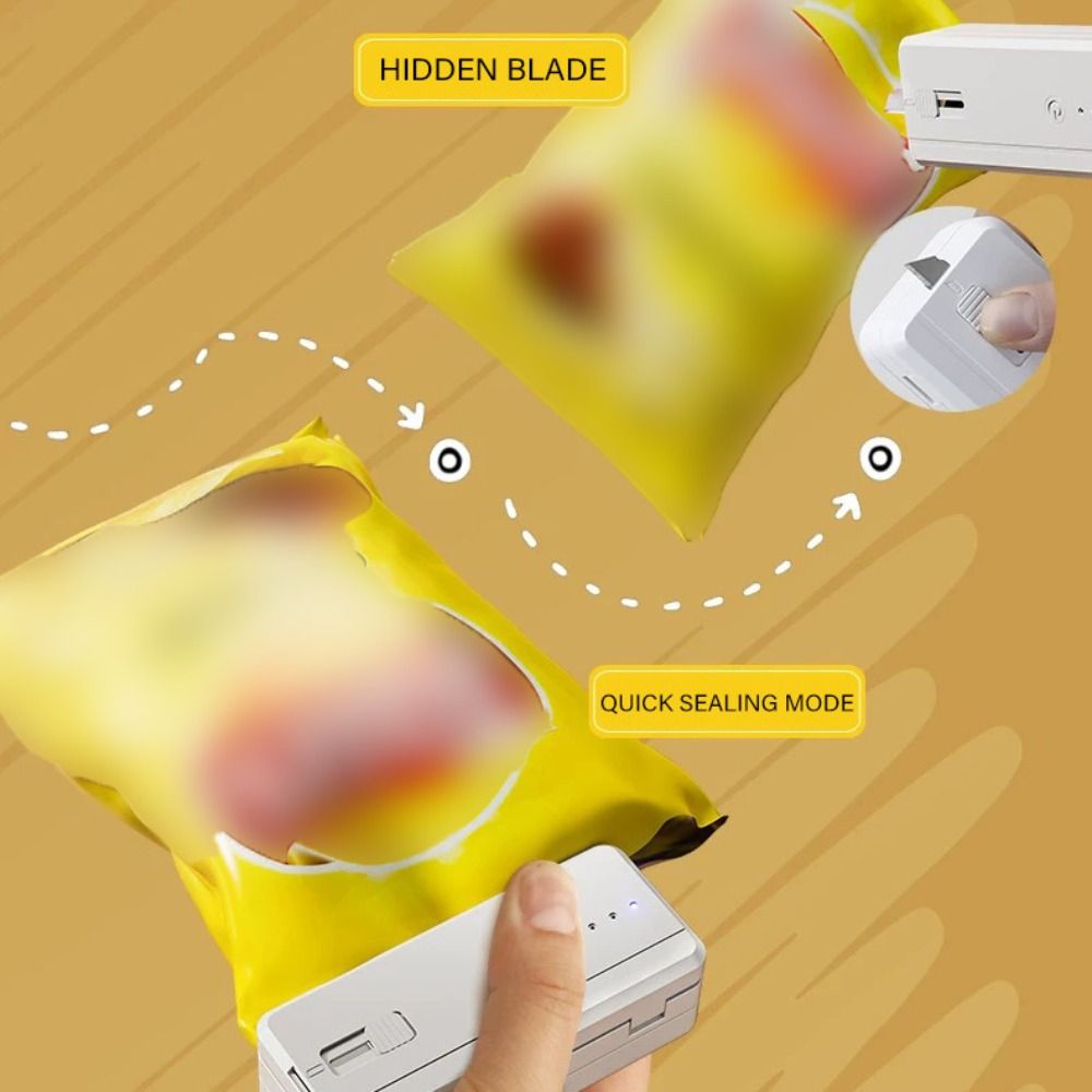 Quick Food Snacks - Magnetische Snackzak-afsluitmachine 2-in-1 Mini Voedselverpakkingszak-afsluiter USB-oplaadbaar