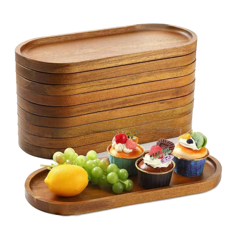 Food In Japanese Snacks - Servies Massief Houten Dienblad Ronde Rechthoek
