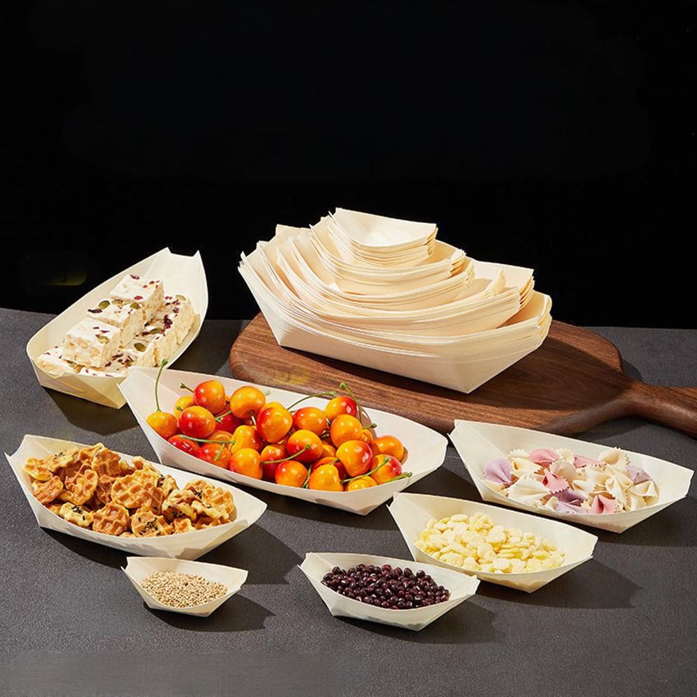 Food In Japanese Snacks - 50 stuks multi-size wegwerp houten bootvormige