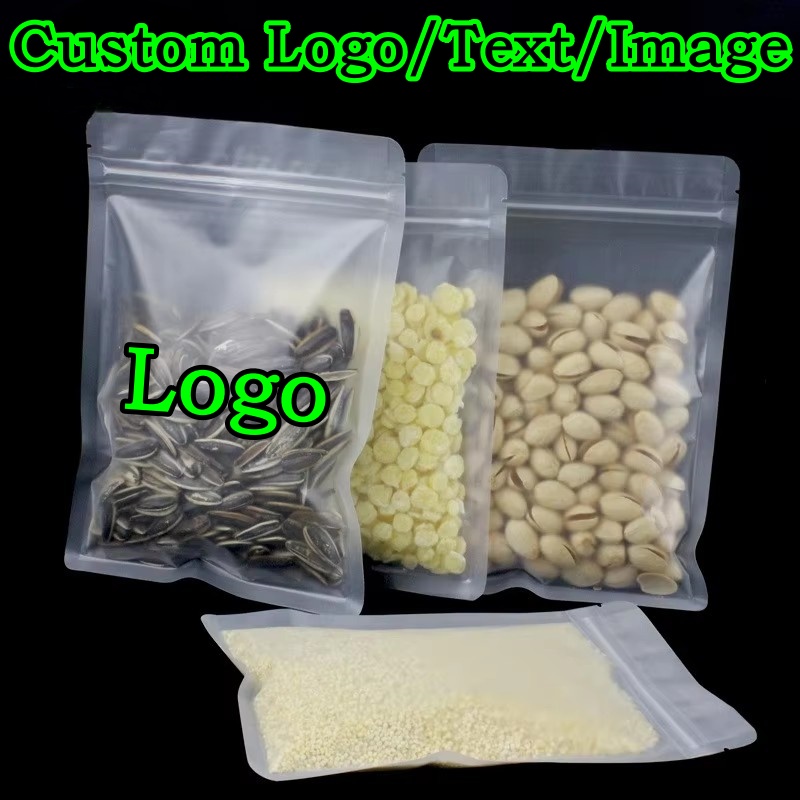 Logo Food Snack - 100 STKS Frosted Plastic Ziplock Verpakking