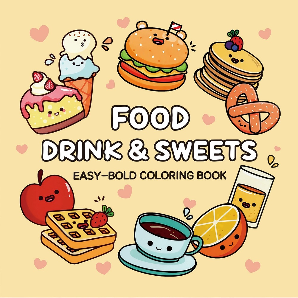 Food And Snacks Coloring Book Bold And Easy - Eten, drank en snoep Gemakkelijk gedurfd