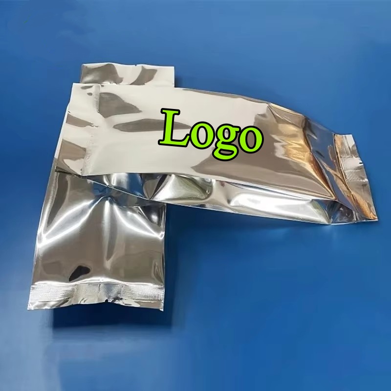 Logo Food Snack - 100 STKS Zijvouwen Glanzend Zilver Aluminiumfolie