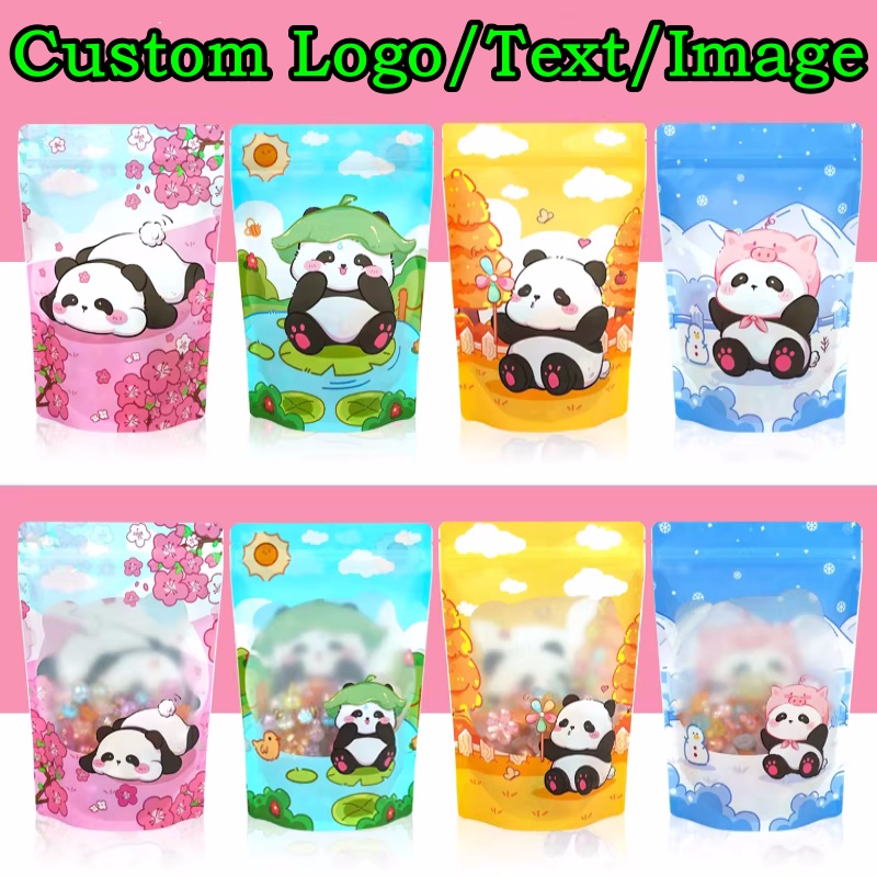 Logo Food Snack - 100 STUKS Aluminiumfolie Stand-up Ziplock Vensterzak