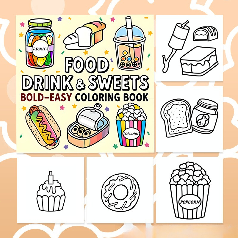 Eten, drinken & snoepjes Vetge - Food And Snacks Coloring Book Bold And Easy recensie en prijs
