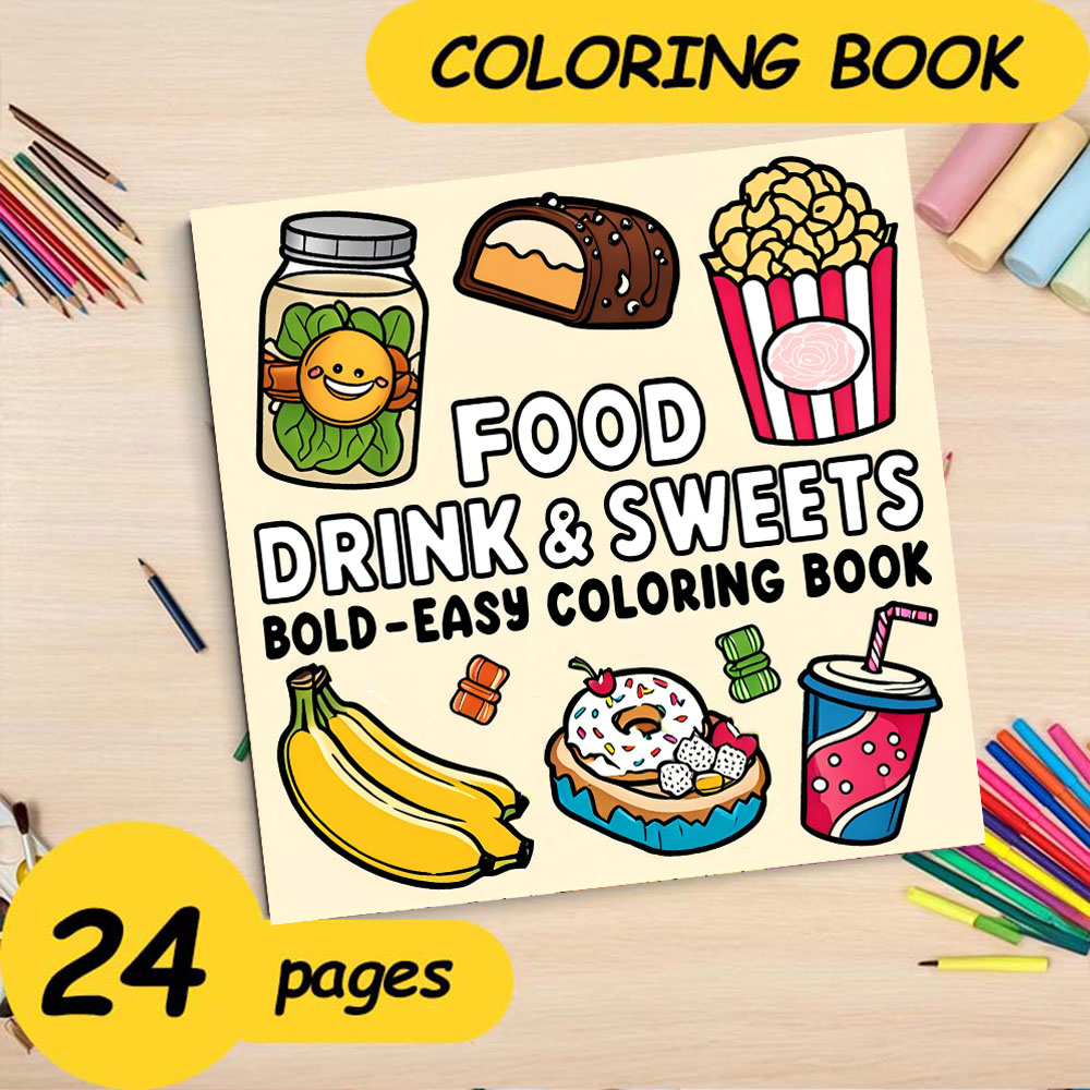 FOOD DRINK & SWEETS BOLD-EASY  - Food And Snacks Coloring Book Bold And Easy recensie en prijs