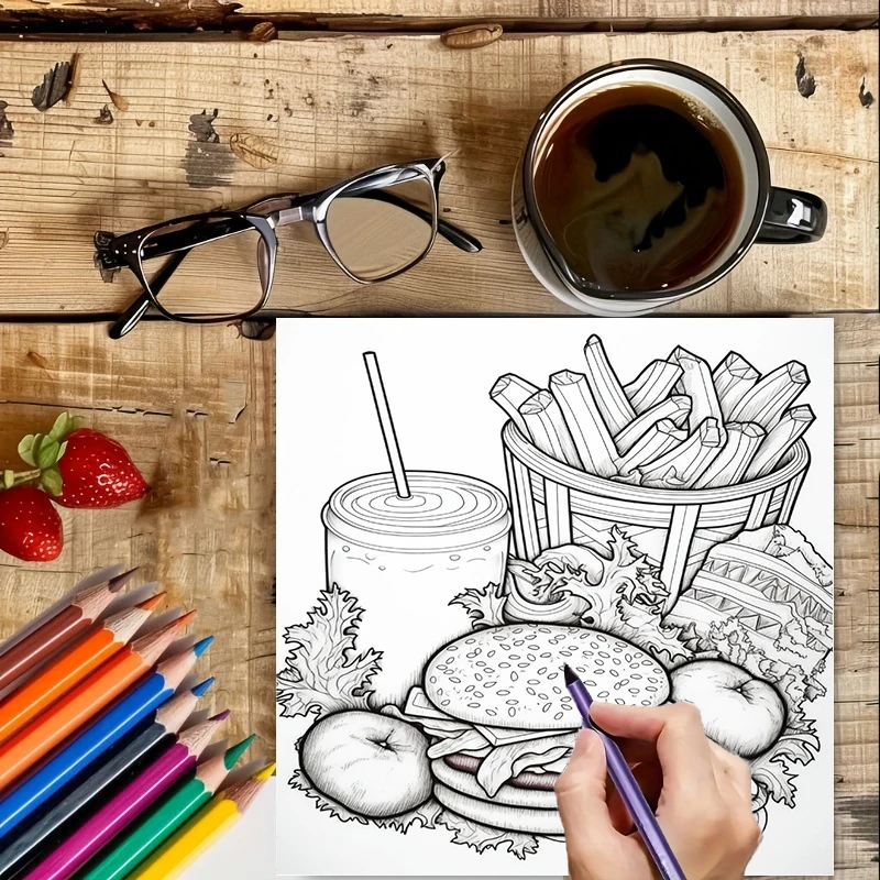 Fastfood-kleurboek voor volwas - Food And Snacks Coloring Book Bold And Easy recensie en prijs